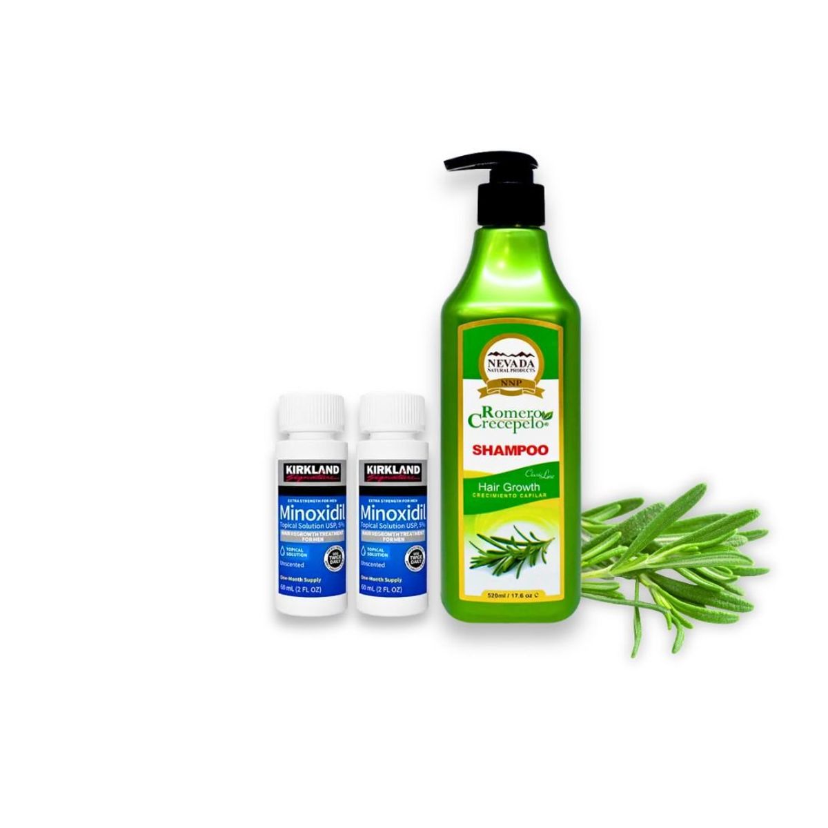 NEVADA NATURAL PRODUCTS - Pack Anticaida Shampoo Romero 520ml+Minoxidil X2