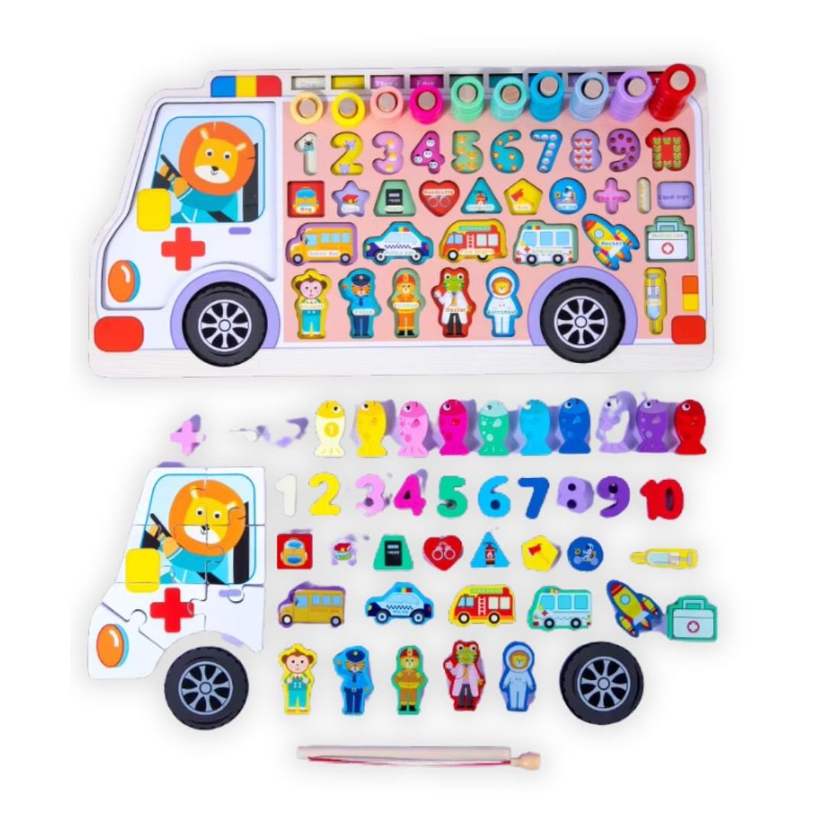 GENERICO - Juego De Tablero Montessori En Forma De Ambulancia