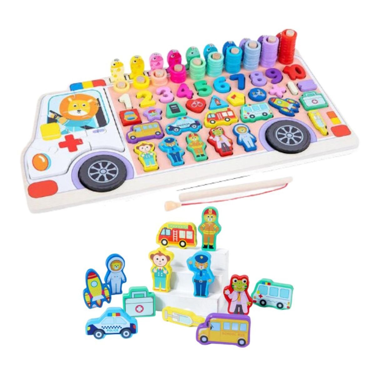 GENERICO - Juego De Tablero Montessori En Forma De Ambulancia