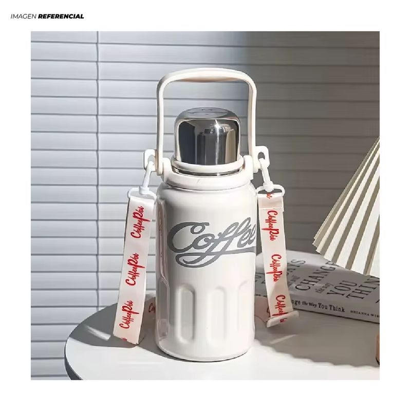 GENERICO - Termo Personal Estilo Vintage Acero Inoxidable Blanco