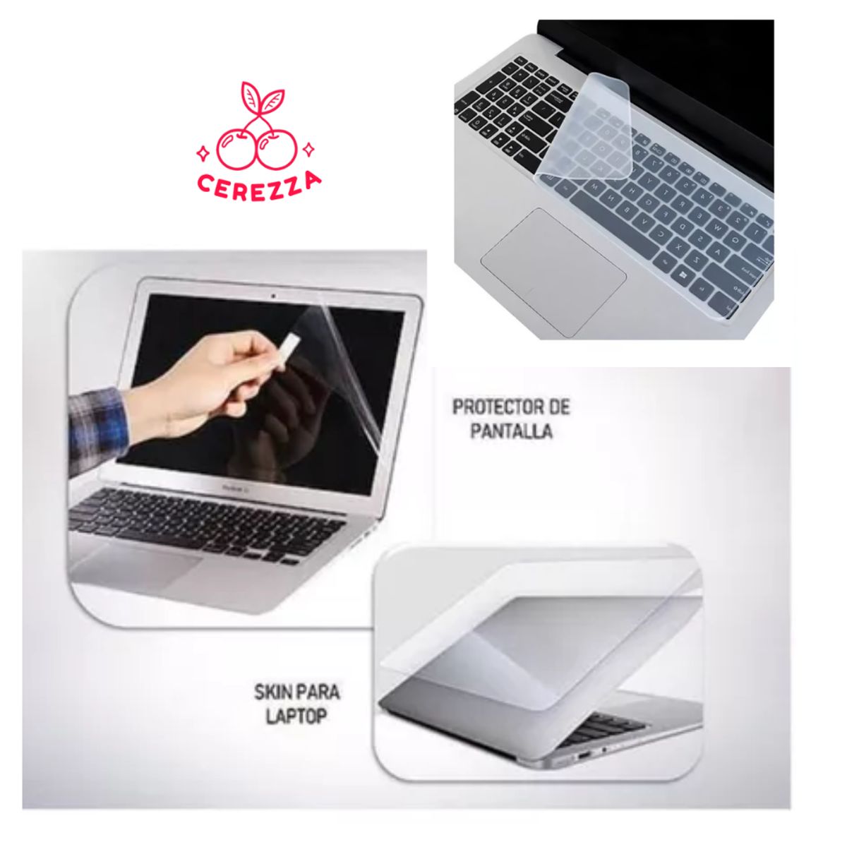 GENERICO - Combo protector de pantalla + teclado + skin  3 en 1 medida 15.6