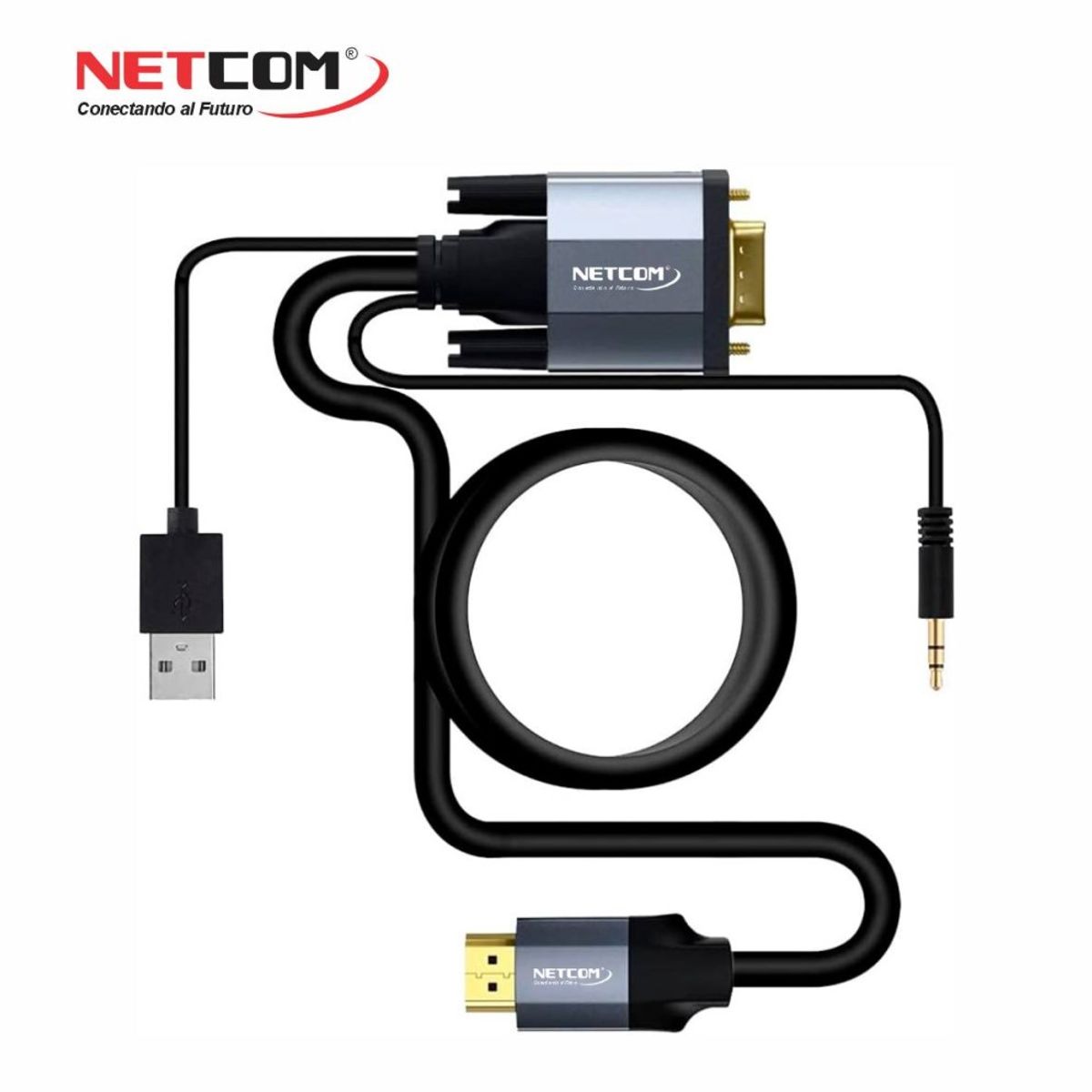 NETCOM - CABLE ADAPTADOR DE VGA A HDMI DE 1.80 METROS FULL HD ACTIVO NETCOM