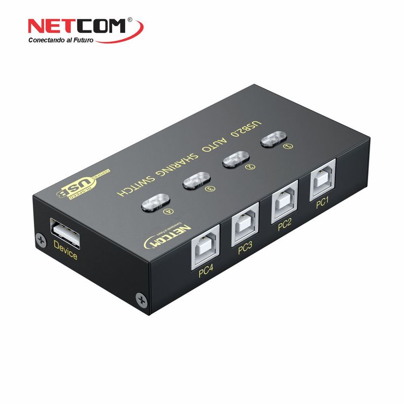 NETCOM - DATA SWITCH USB 4X1 4 PC A 1 IMPRESORA PRINT SERVER AUTOMATICO NETCOM