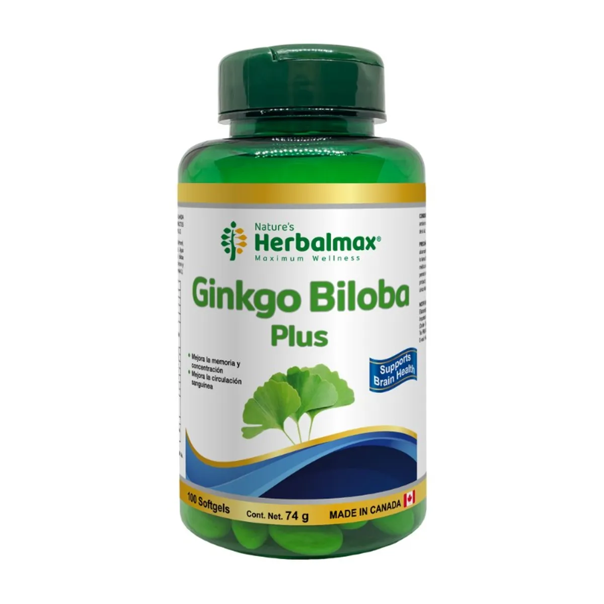 GENERICO - Ginkgo Biloba Plus 740mg Herbalmaxx Origen Canadá 100 Softgels