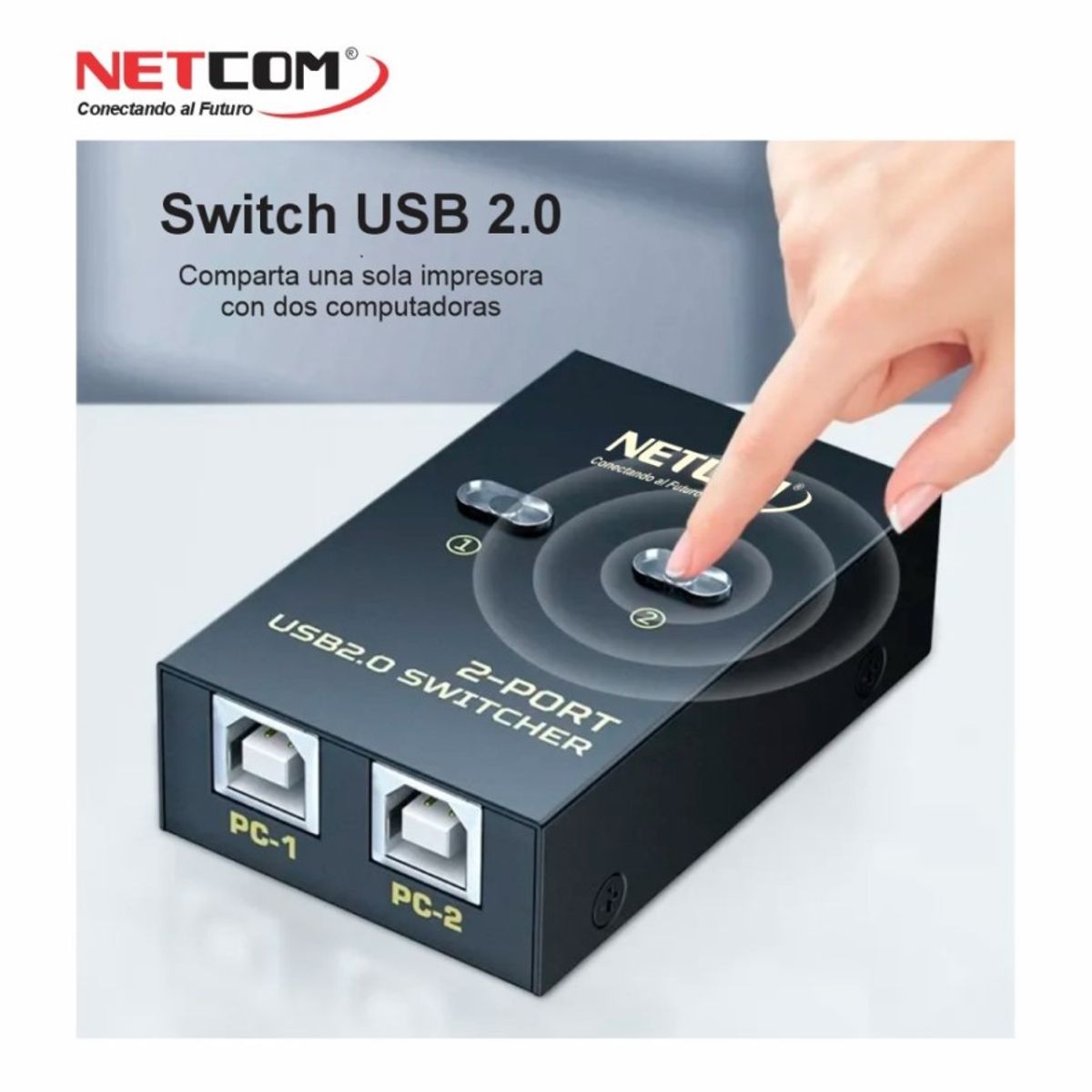 NETCOM - DATA SWITCH USB 2X1 2 PC A 1 IMPRESORA PRINT SERVER AUTOMATICO NETCOM