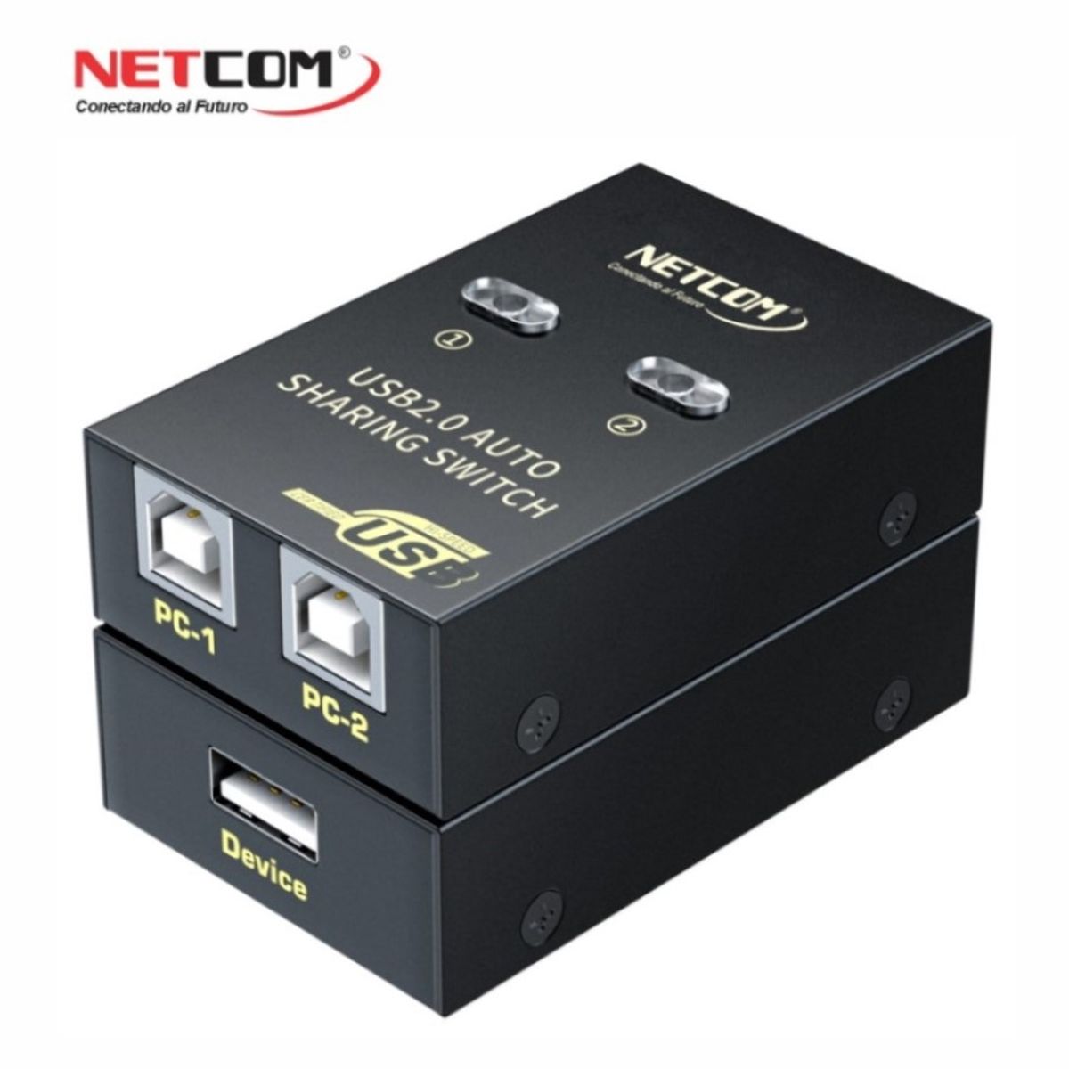 NETCOM - DATA SWITCH USB 2X1 2 PC A 1 IMPRESORA PRINT SERVER AUTOMATICO NETCOM
