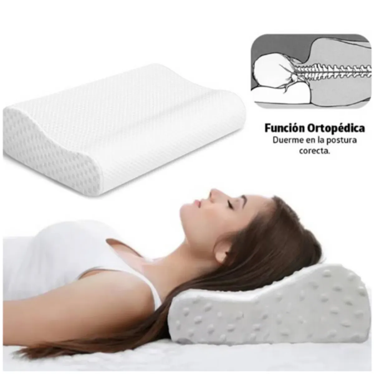 INSPIRA MARKET - Almohada Ortopédica Cervical Ergonómica Blanca