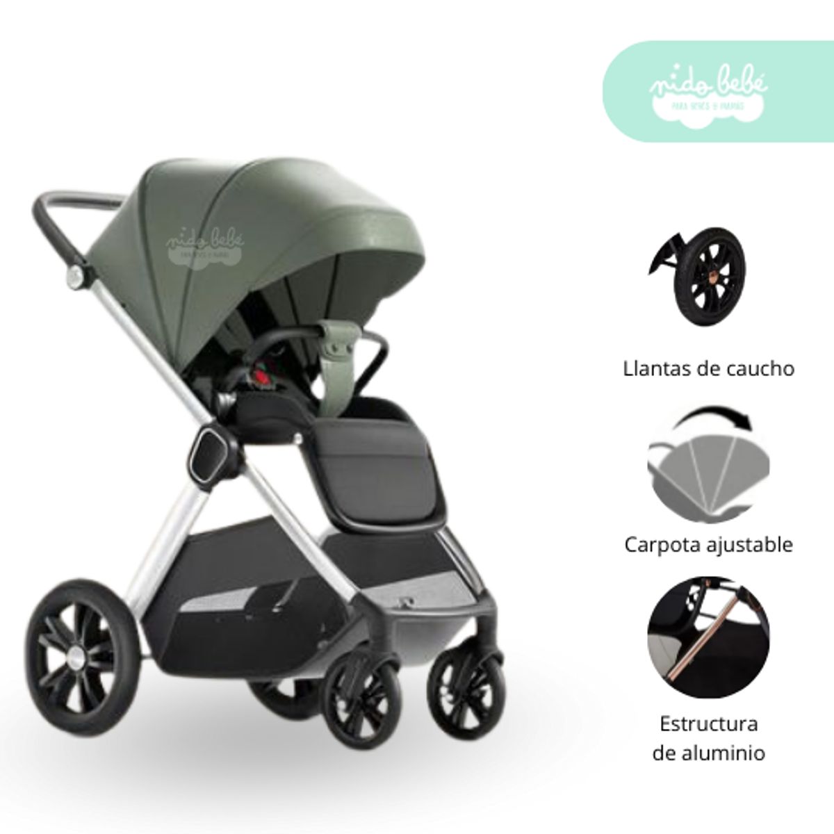 GENERICO - Coche Cuna para bebé Stelar verde premium