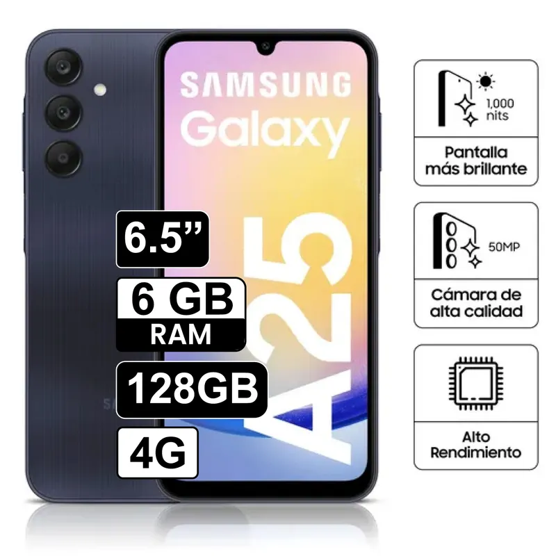 SAMSUNG - Celular Libre Samsung Galaxy A25 6,5 Pulg 128GB 6GB RAM Blue Black