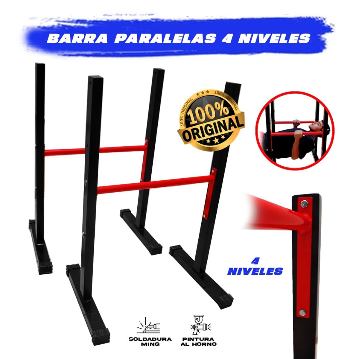 HOLGU - Barras Paralelas Regulables 4 alturas Calistenia + GUANTES