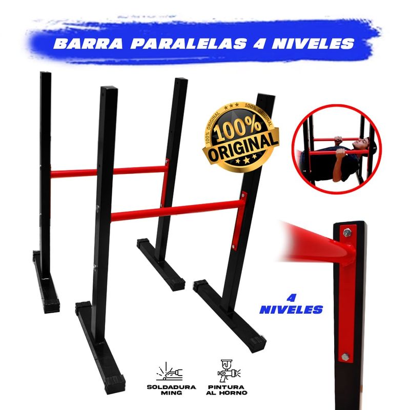 HOLGU - Barras Paralelas Regulables 4 alturas Calistenia + GUANTES