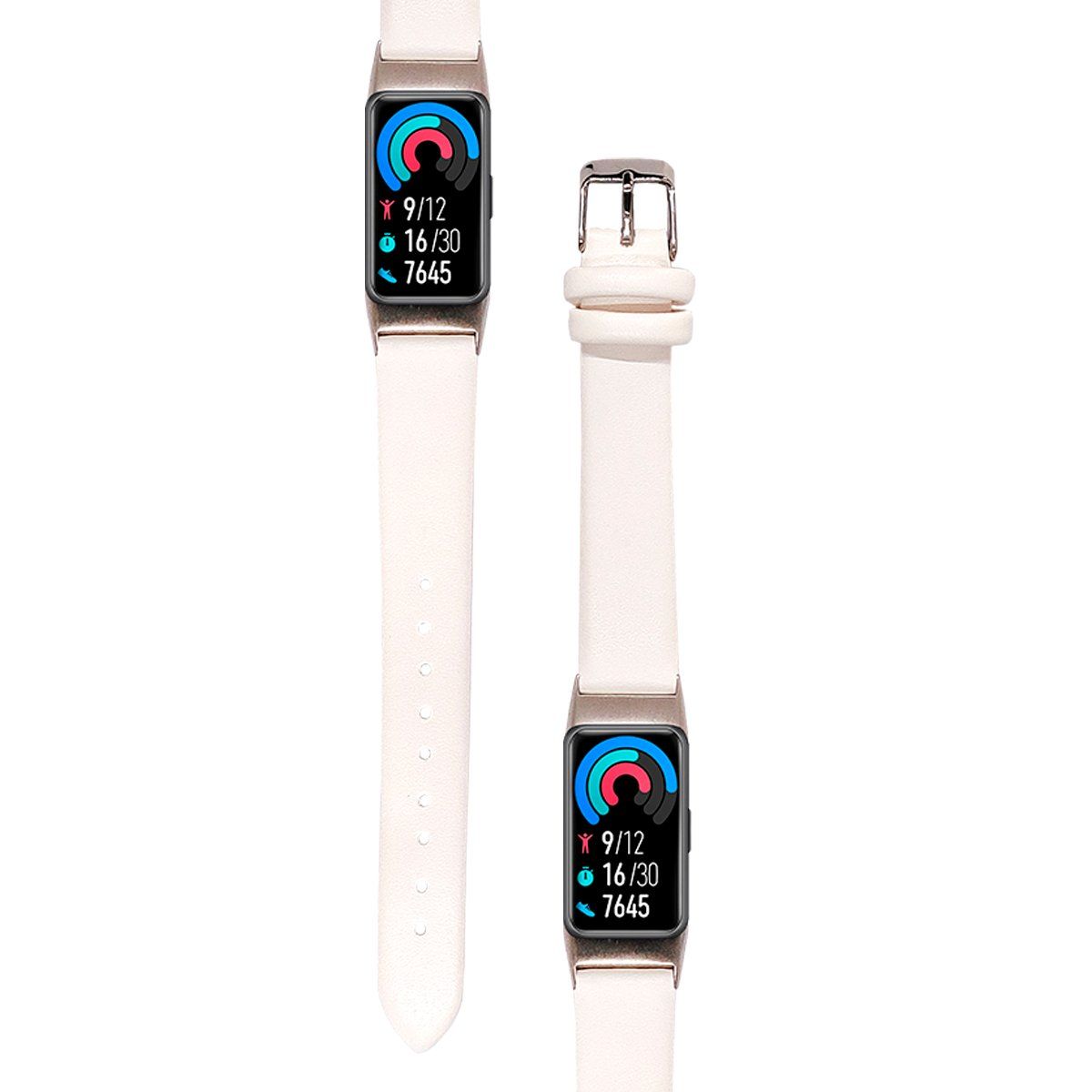 GENERICO - Correa De Cuero Compatible Con Huawei Band 6 Blanco