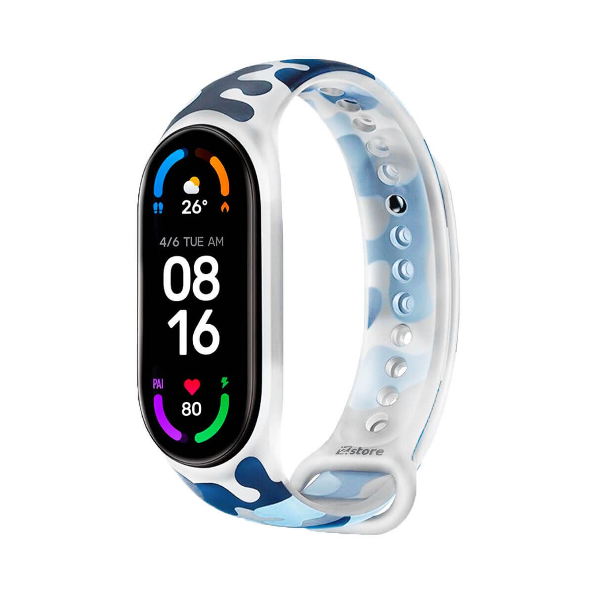 GENERICO - Correa Compatible Con Xiaomi Mi Band 5 y 6 Camuflado Transparente Azul