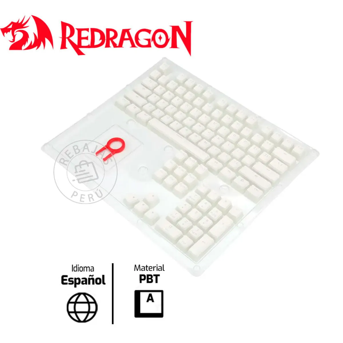 REDRAGON - Keycaps Redragon SCARAB A130W-SP  Set en Español, PBT Blanco