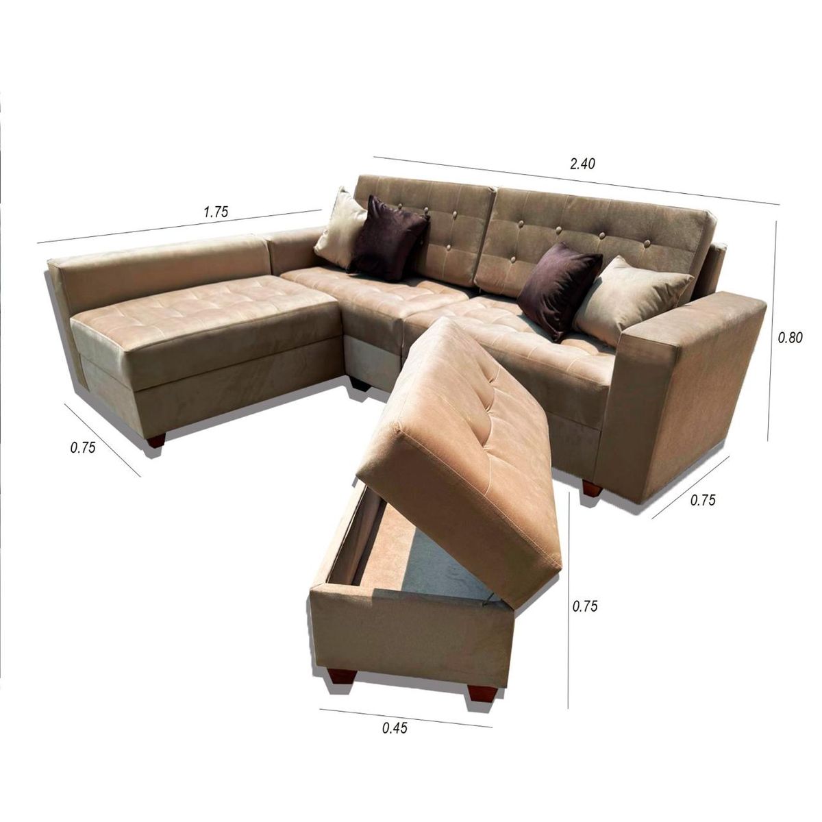 GENERICO - JUEGO  DE SALA SECCIONAL MODELO LONDRES G.