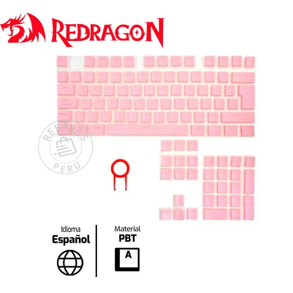 REDRAGON - Keycaps Redragon SCARAB A130W-SP  Set en Español, PBT Rosado
