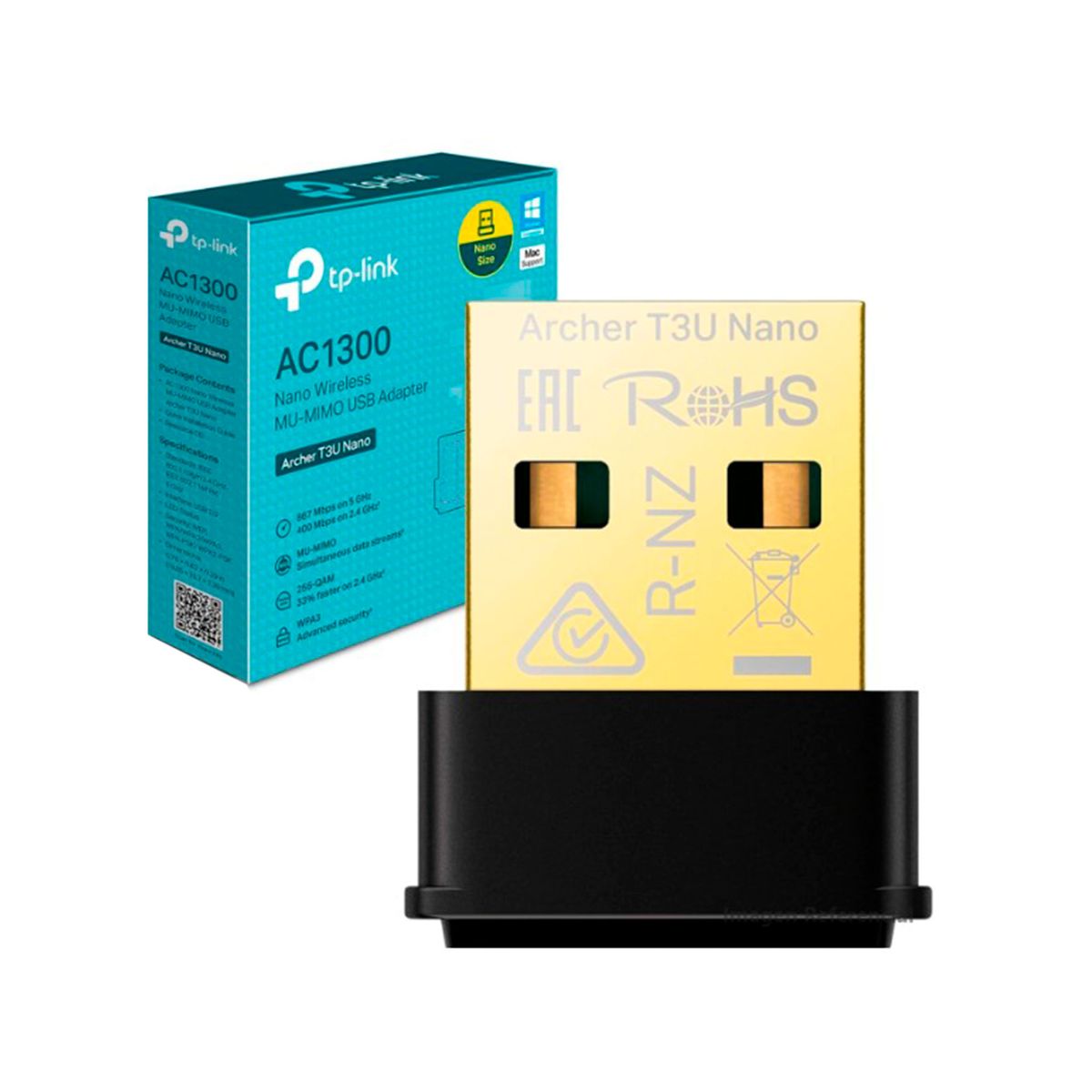 TP LINK - ADAPTADOR USB TP-LINK NANO WIFI DOBLE BANDA PN TP-ARCHER-T3U-NANO