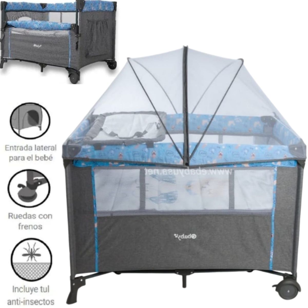 EBABY - Cuna para bebe Colecho Nala AZUL