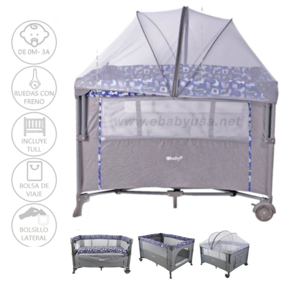 EBABY - Cuna para bebe Colecho Nala AZUL