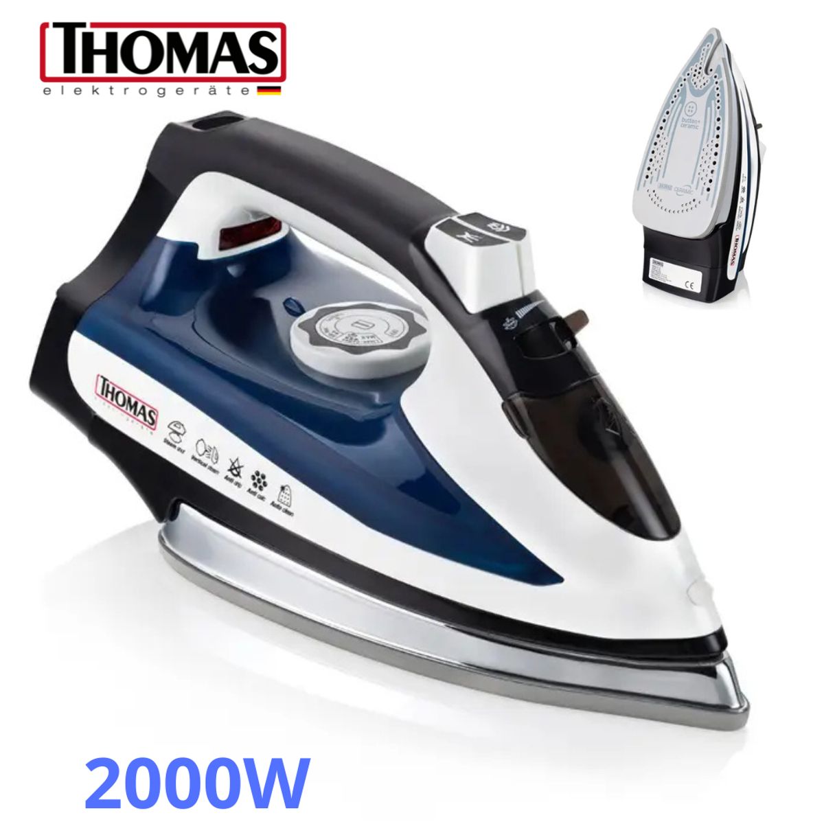 THOMAS - Plancha de vapor Thomas TH-7170 con Base De Cerámica