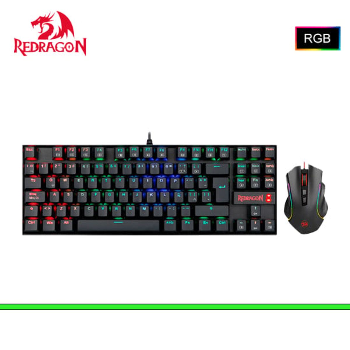 REDRAGON - kit K552RGB-BA-SP, Combo 2 en 1 KUMARA + GRIFFIN, Spanish
