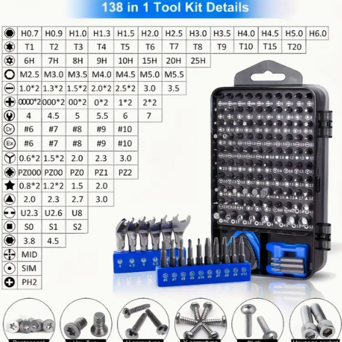 OEM - Kit de Destornilladores de Precisión 115 en 1 para Teléfonos Móviles