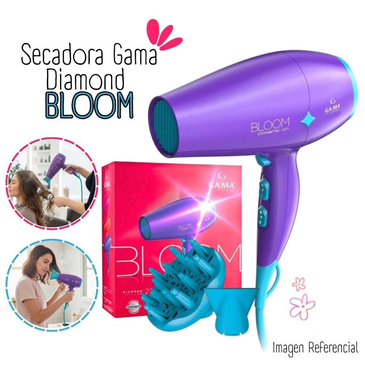 Gama - Secadora de Cabello Gama Diamond Bloom Ceramic Ion