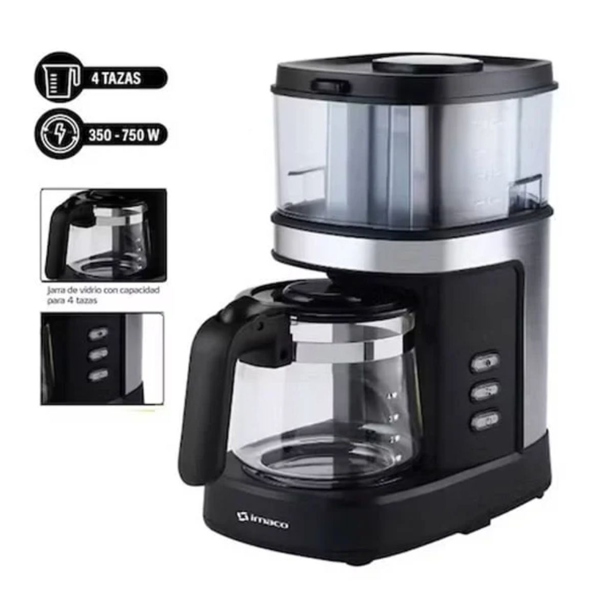 Imaco - Cafetera con Moledor de Café Imaco ICMG4070 Expresso 750W