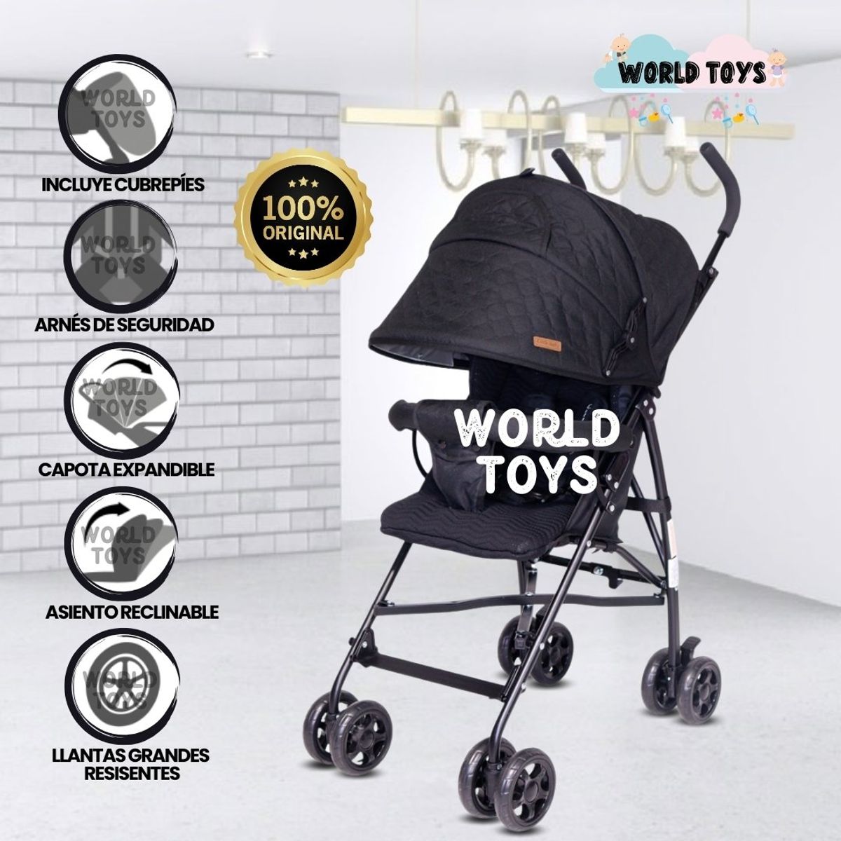 BABY - Coche Bastón de Lujo «AIMAR II» Black