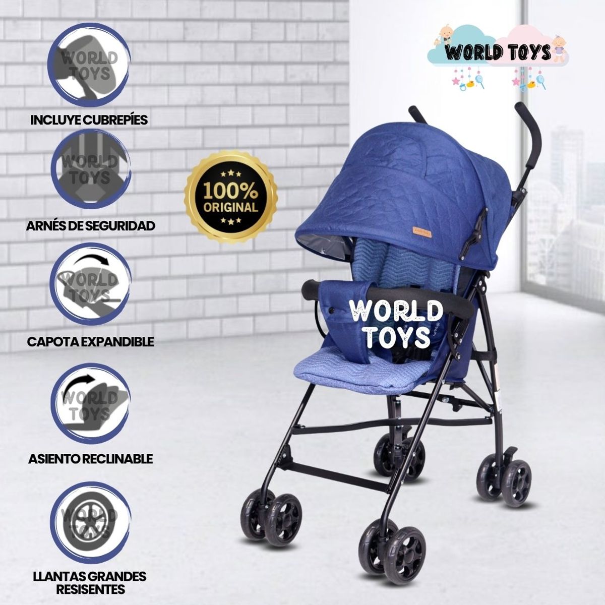 BABY - Coche Bastón de Lujo «AIMAR II» Blue