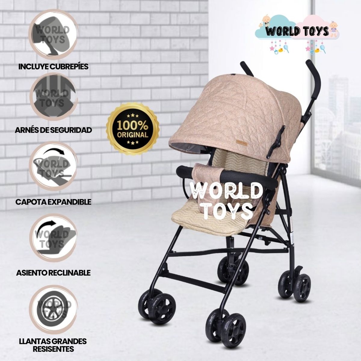 BABY - Coche Bastón de Lujo «AIMAR II» Beige