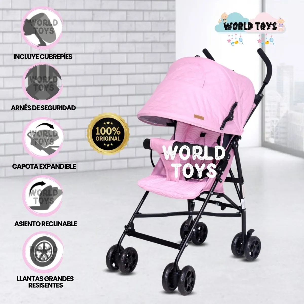 BABY - Coche Bastón de Lujo «AIMAR II» Pink