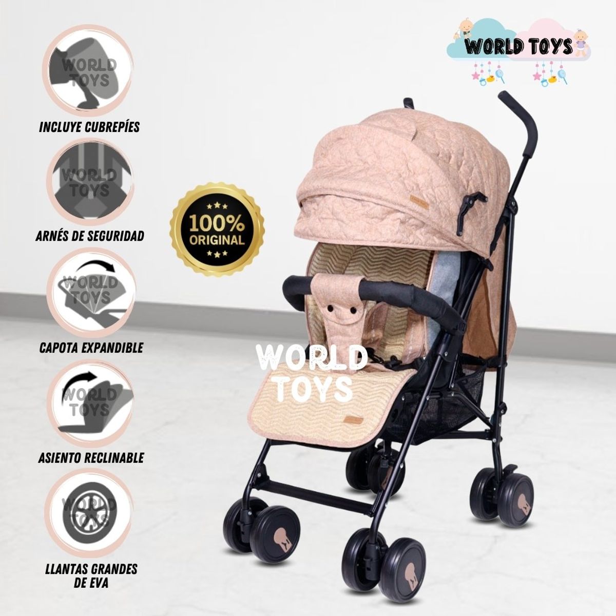 BABY - Coche Bastón de Lujo «NEWBURN» Beige