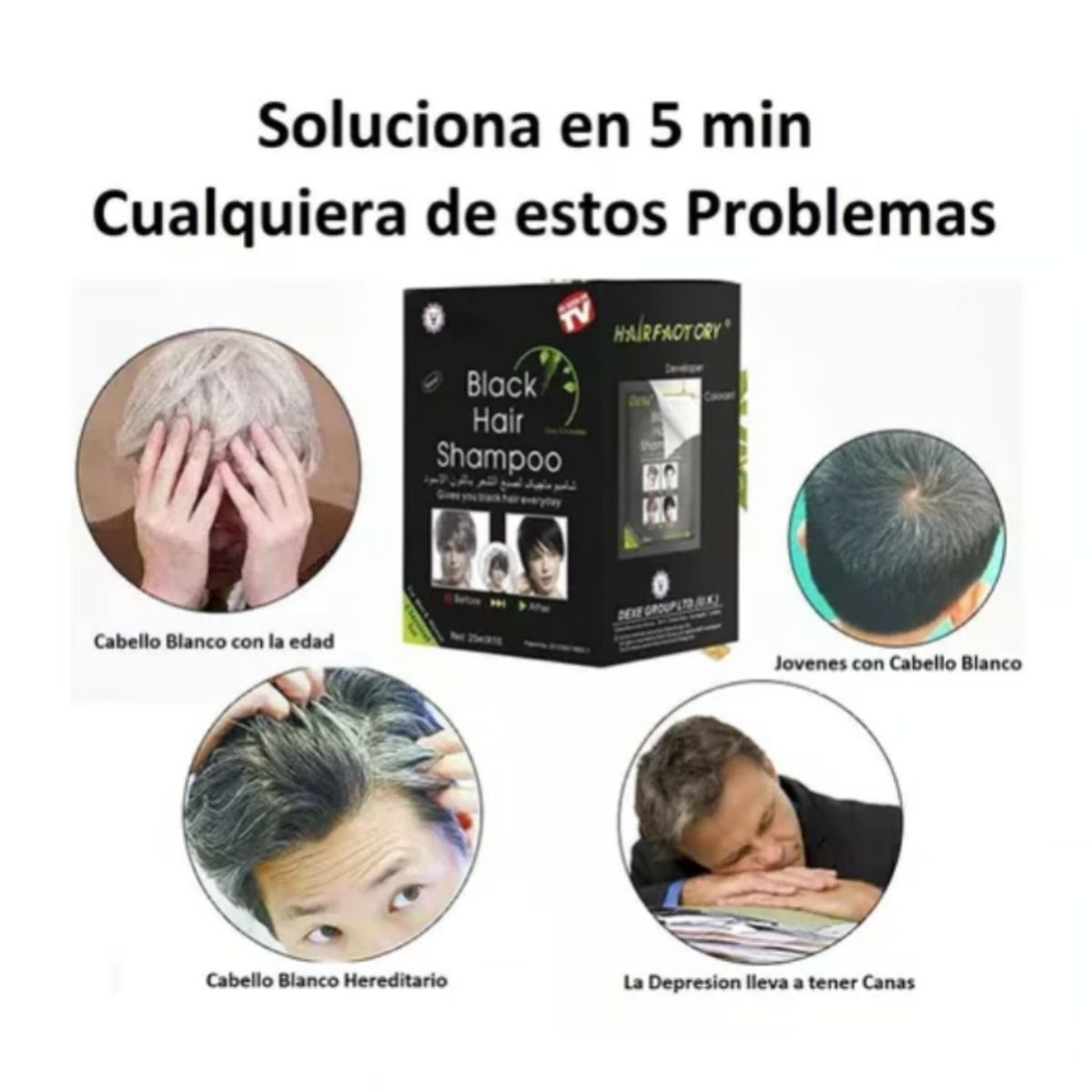 OEM - Shampoo tinte Negro- CANAS-BARBA-CEJAS-BIGOTE X 10 SACHET