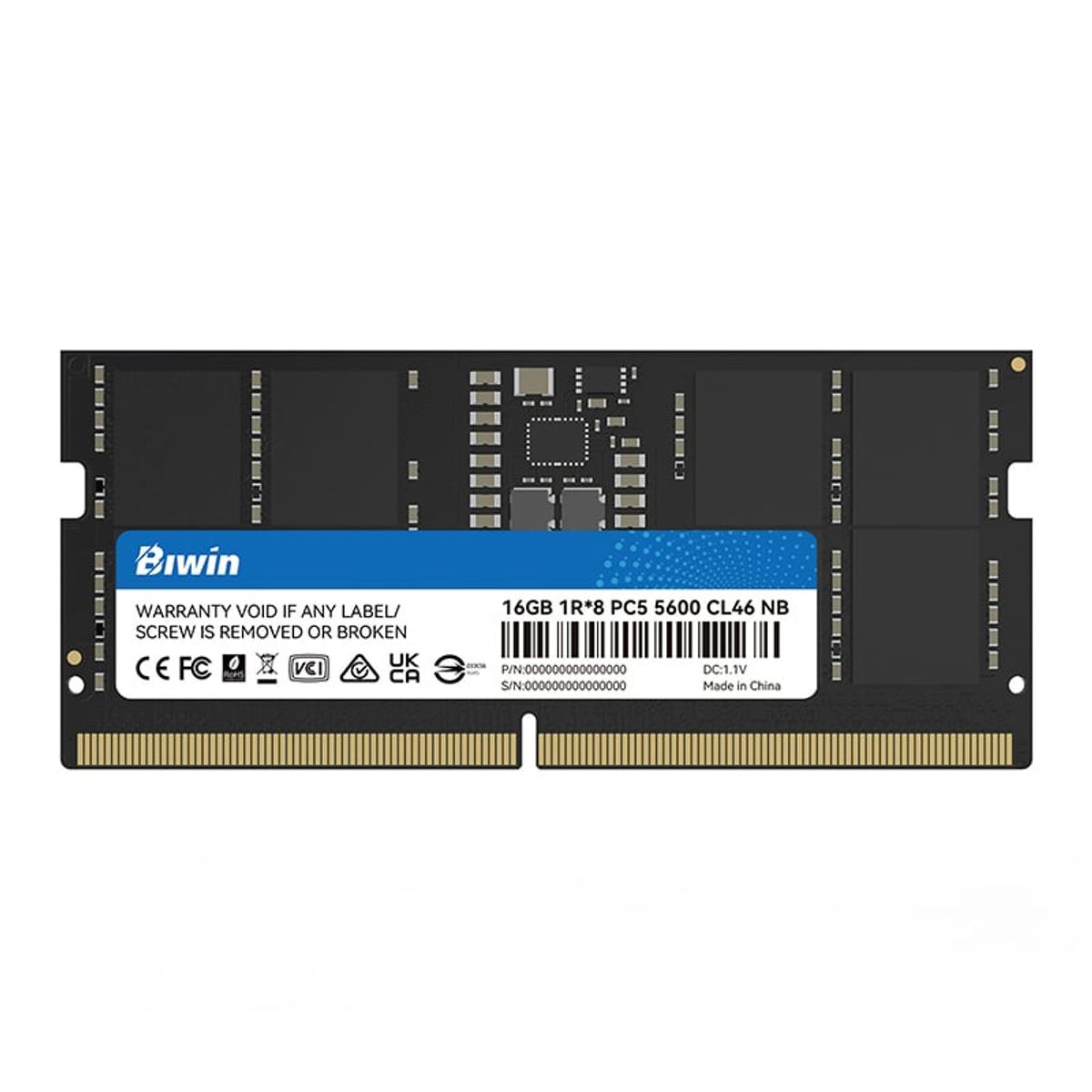 GENERICO - Memoria RAM Biwin 16GB DDR5-5600 CL46 110 V 262 Pin