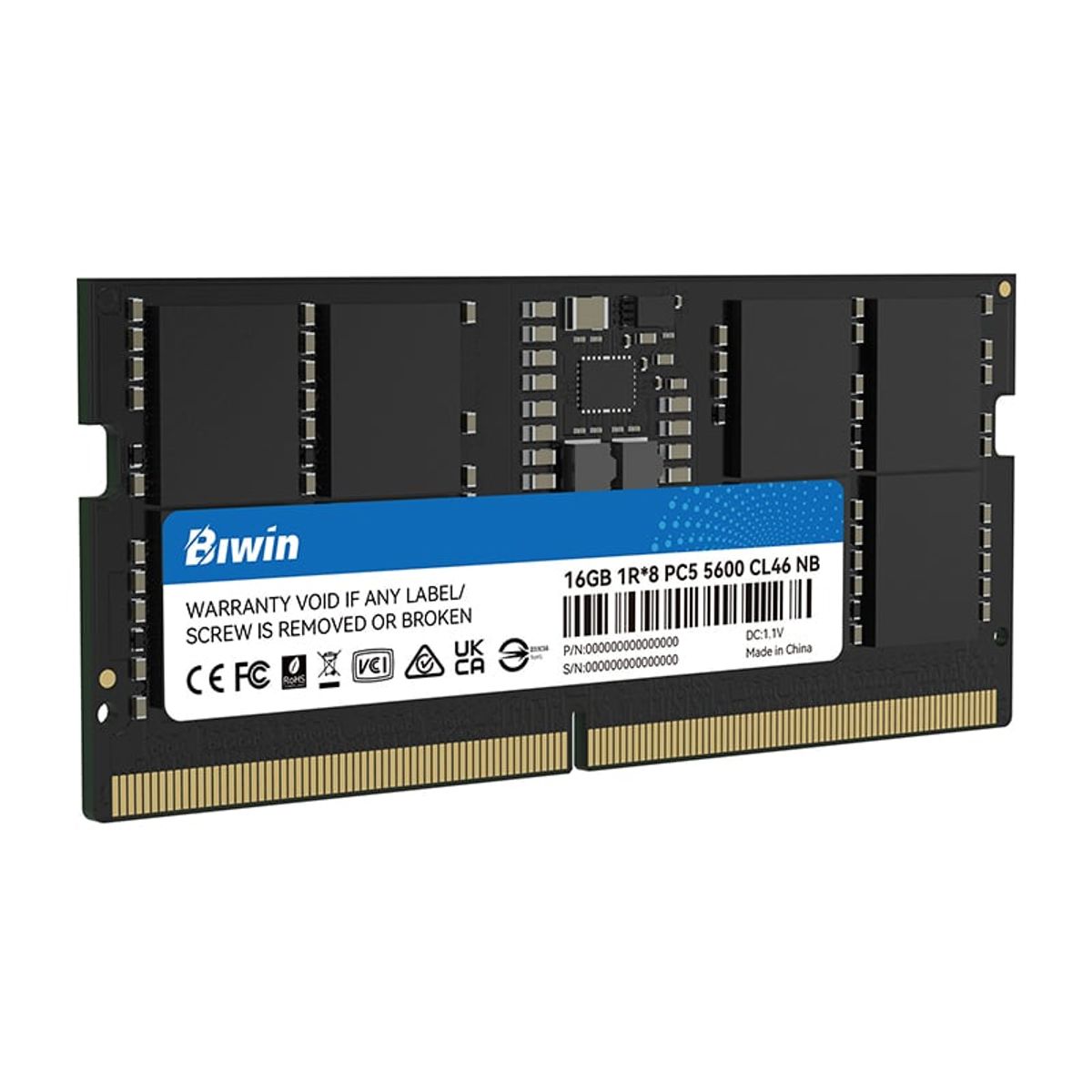 GENERICO - Memoria RAM Biwin 16GB DDR5-5600 CL46 110 V 262 Pin