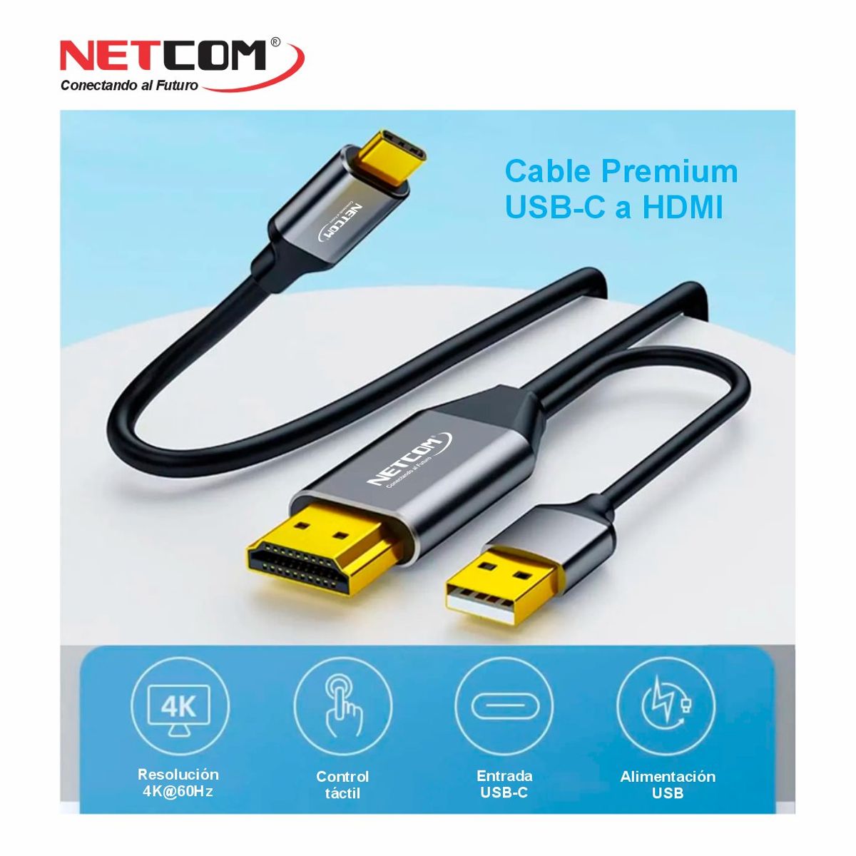 NETCOM - CABLE ADAPTADOR DE HDMI A USB TIPO C DE 1.80 METROS NETCOM