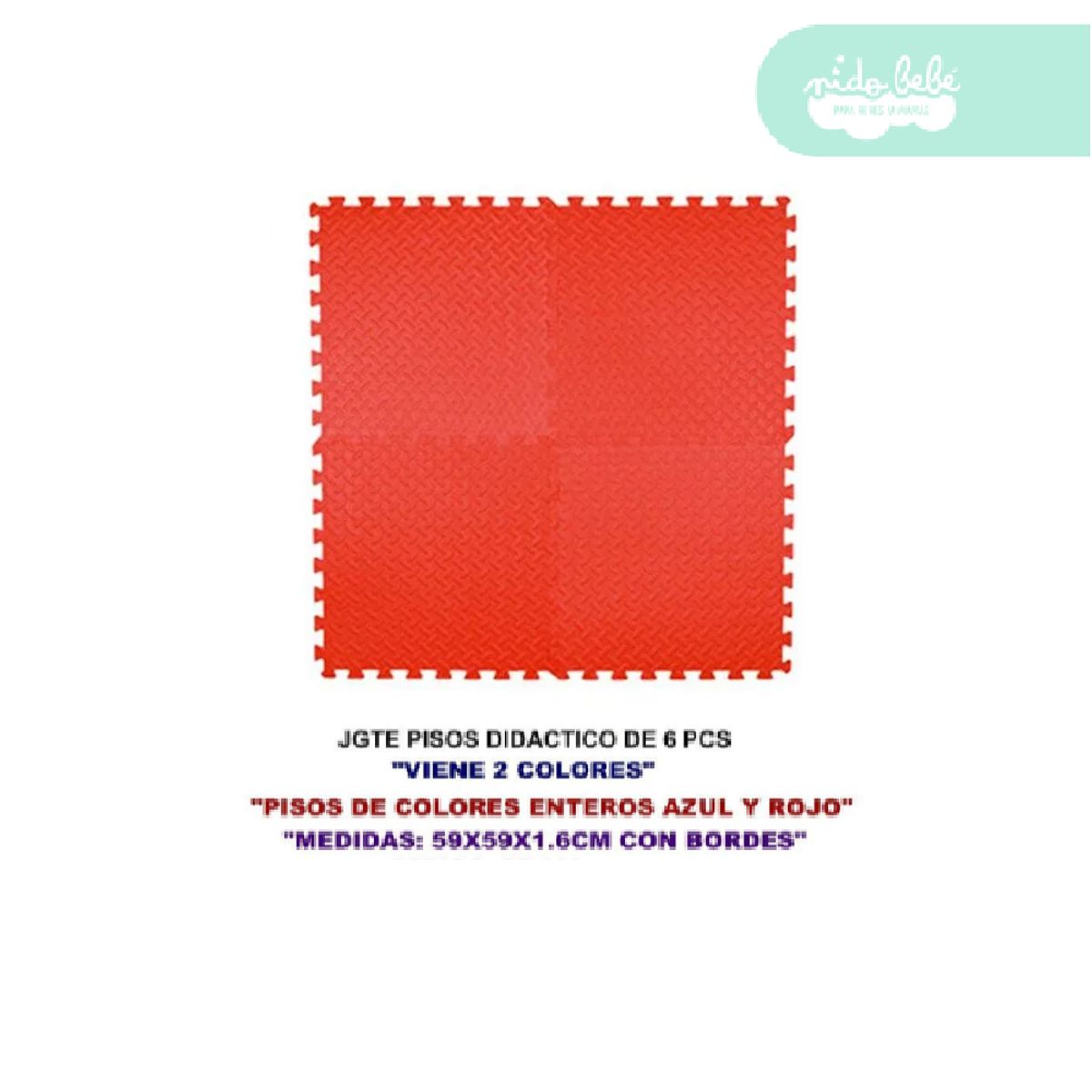 GENERICO - piso armable para bebe 1.6 cm x 10pcs rojo