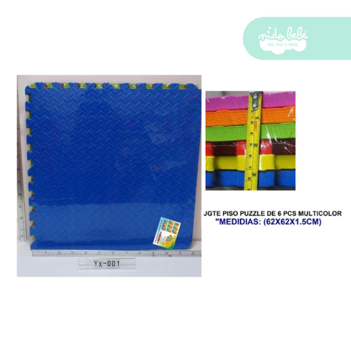 GENERICO - piso armable para bebe 1.5 cm x 10 pcs azul