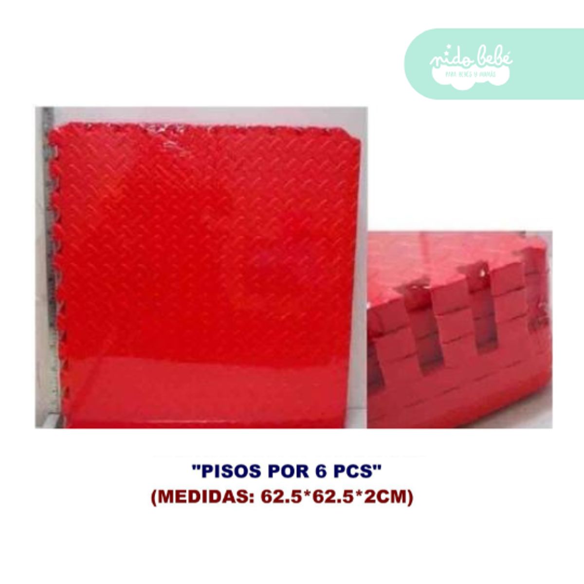 GENERICO - piso armable para bebe 2cm x 6pcs rojo