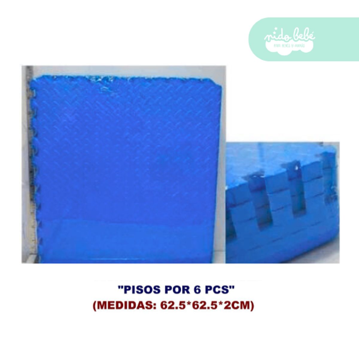 GENERICO - piso armable para bebe 2cm x 6pcs azul