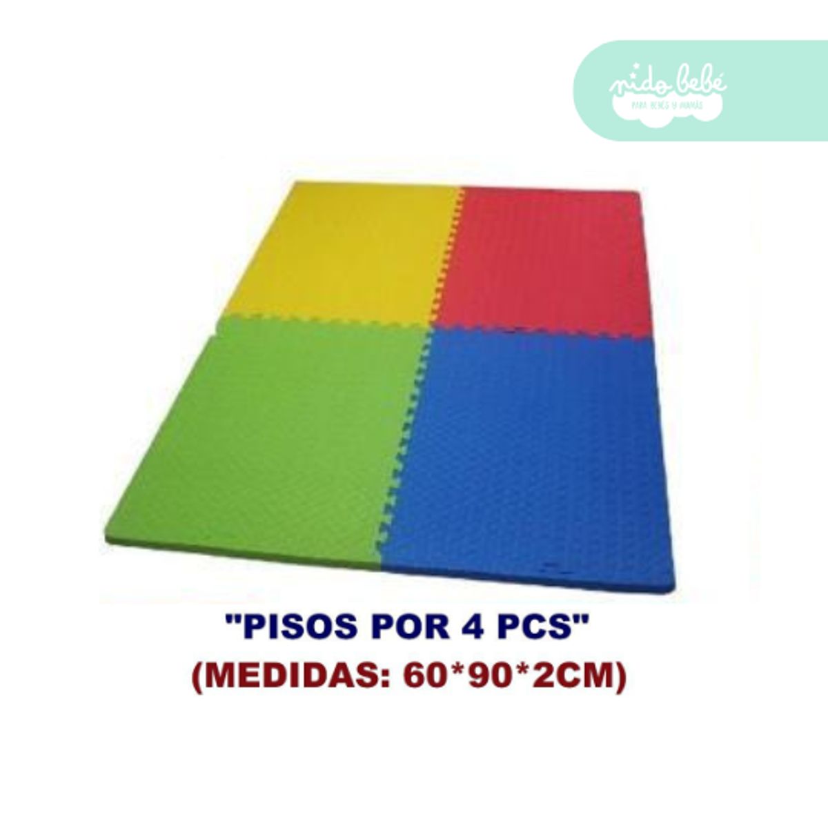 GENERICO - piso armable para bebe 2cm x 4pcs multicolor