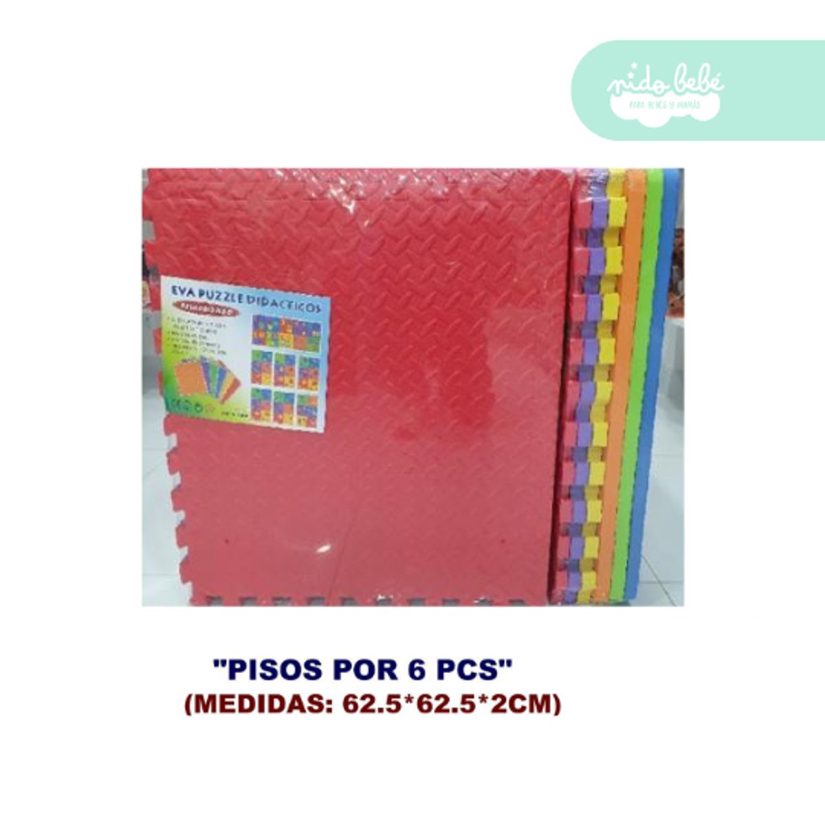 GENERICO - piso armable para bebe 2cm x 6pcs multicolor cuadrados