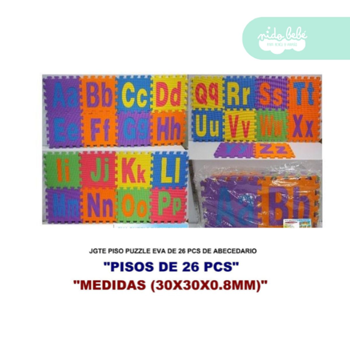GENERICO - piso armable para bebe 0.8 mm x 26pcs multicolor letras