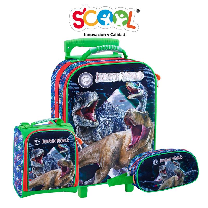 SCOOL - SET MALETA OFICIO EVA 3D SATIN JURASSIC 804570