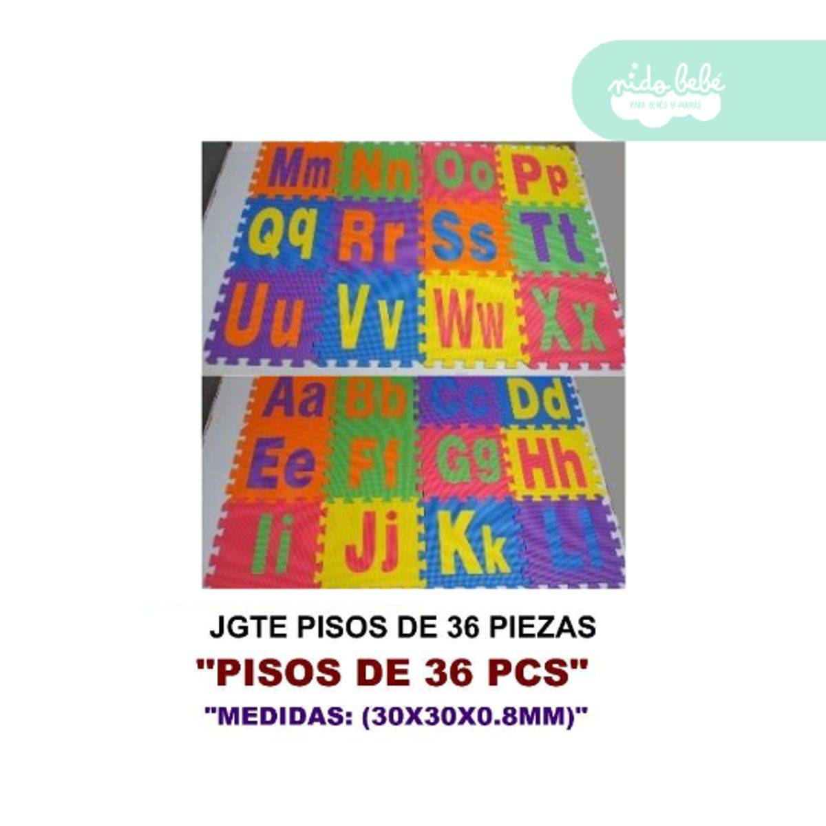 GENERICO - piso armable para bebe 0.8 mm x 36pcs multicolor letras