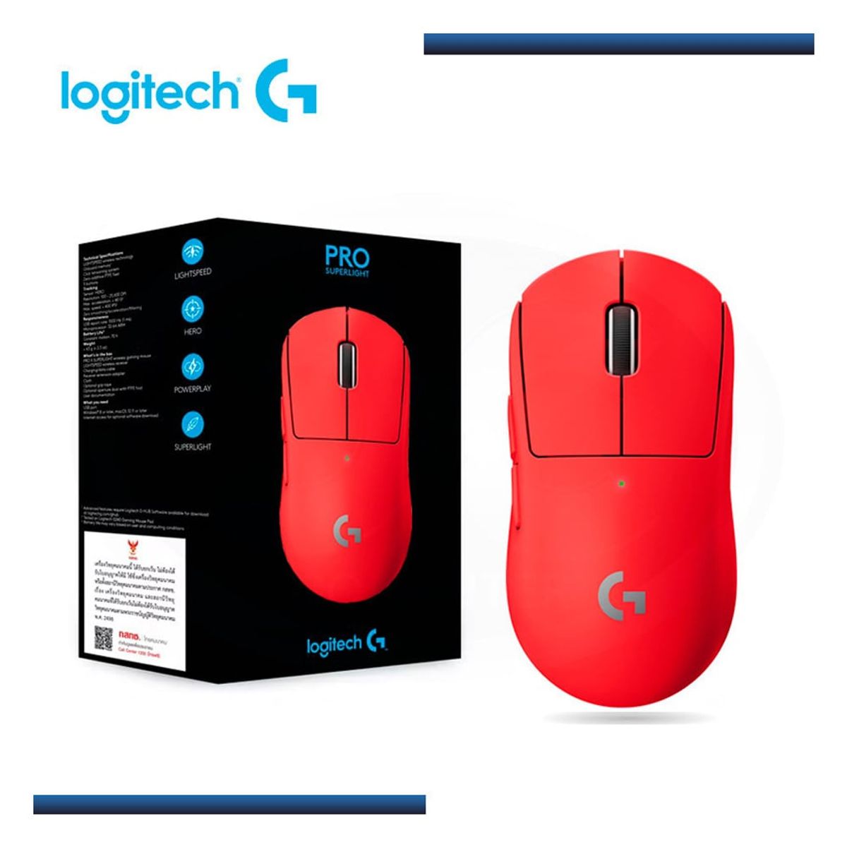 LOGITECH - Mouse Gamer Inalámbrico Logitech G Pro X Superlight ROJO
