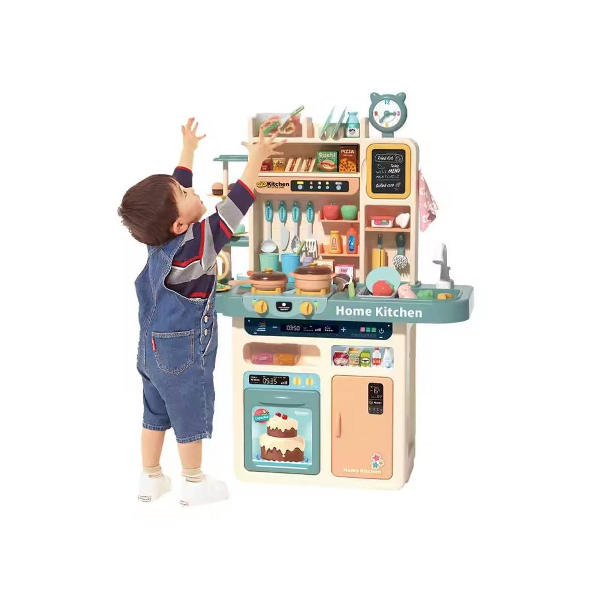 GENERICO - Cocina puzzle kitchen interactiva verde 92 cm alto