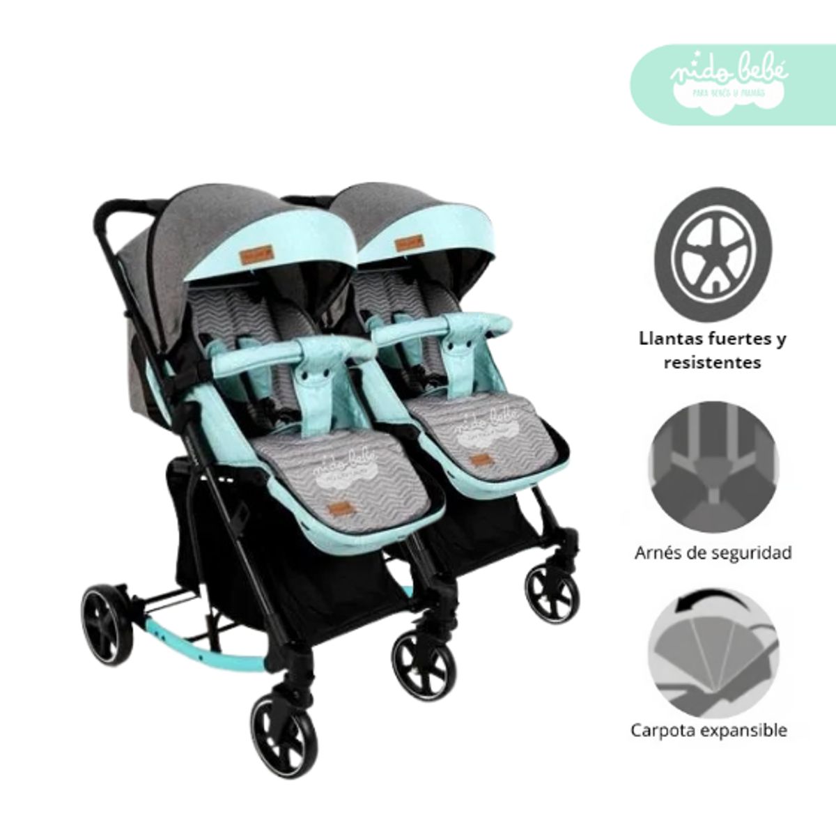 GENERICO - Coche Cuna Mellicero Mecedora Madrid Color Verde