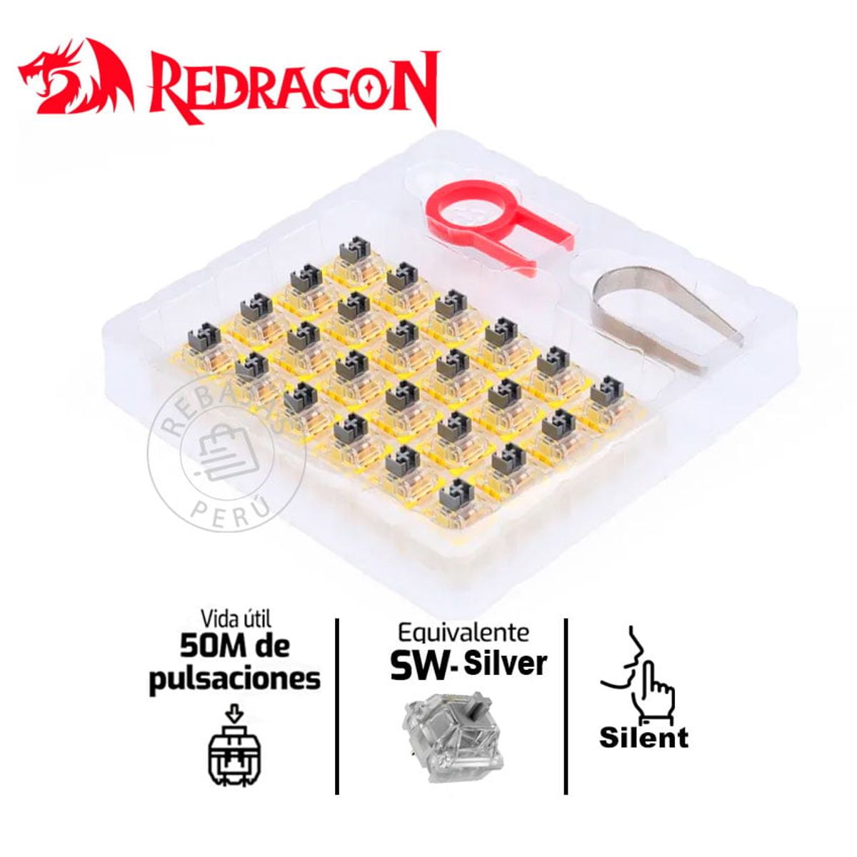REDRAGON - Redragon A113 Bullet S  Switches Lineales Rápidos y Suaves Pack de 35